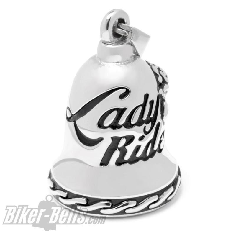 Biker-Bell Lady Rider mit Rose Edelstahl Ride Bell Geschenk für Motorradfahrerinnen